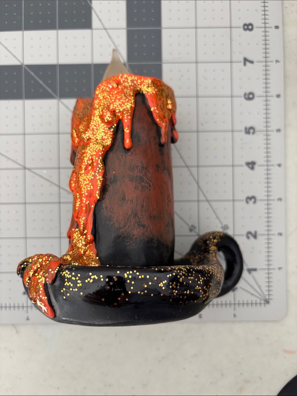 Halloween Decor Black and Orange Glitter Drip Candle Holder - Picture 6 of 6